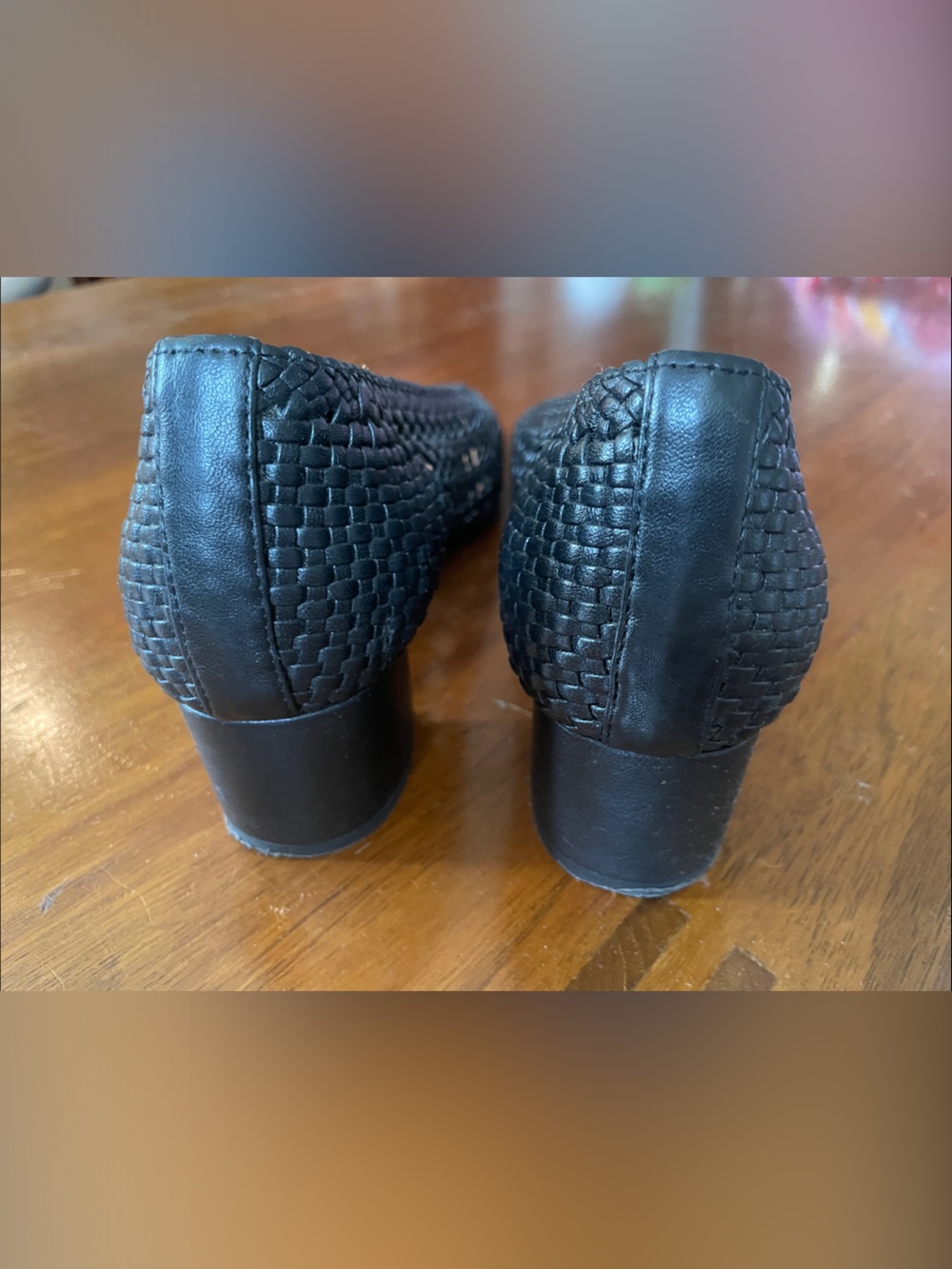 Sézane Black Woven Leather Heels Size 38 - Picture 4 of 5